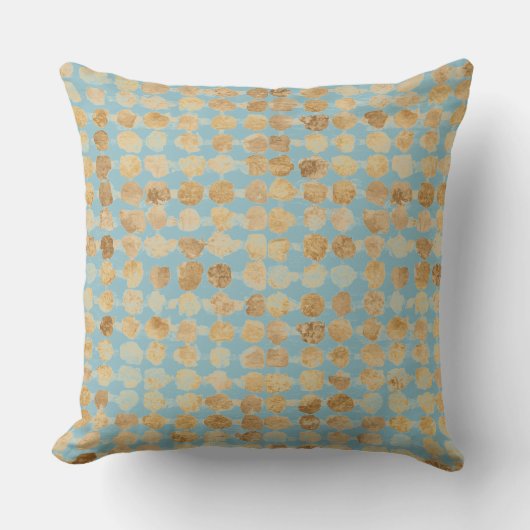 Elegant, Gold Soft Blue Polkadot Pattern Kussen (Voorkant)