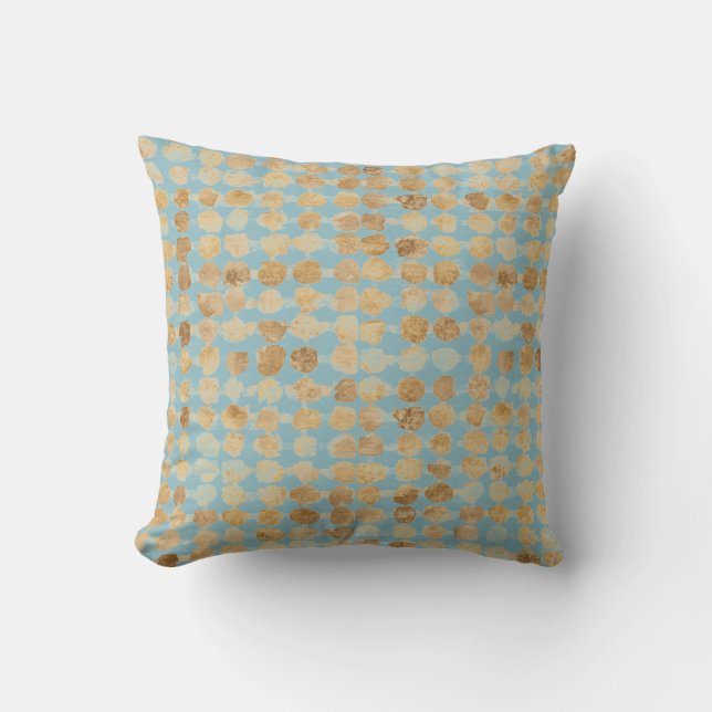 Elegant, Gold Soft Blue Polkadot Pattern Kussen (Voorkant)