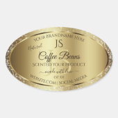 Elegant Gold Soft Glitter Monogram Productlabels Ovale Sticker (Voorkant)