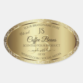 Elegant Gold Soft Glitter Monogram Productlabels Ovale Sticker