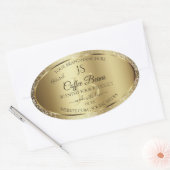 Elegant Gold Soft Glitter Monogram Productlabels Ovale Sticker (Envelop)