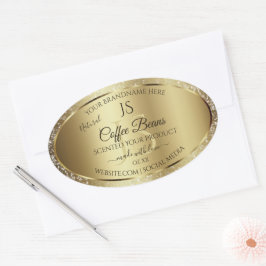 Elegant Gold Soft Glitter Monogram Productlabels Ovale Sticker