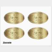 Elegant Gold Soft Glitter Monogram Productlabels Ovale Sticker (Vel)