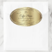 Elegant Gold Soft Glitter Monogram Productlabels Ovale Sticker (Tas)