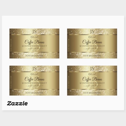 Elegant Gold Soft Glitter Monogram Productlabels Rechthoekige Sticker (Vel)