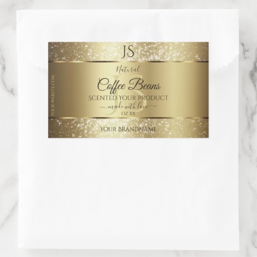Elegant Gold Soft Glitter Monogram Productlabels Rechthoekige Sticker (Tas)