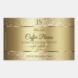 Elegant Gold Soft Glitter Monogram Productlabels Rechthoekige Sticker