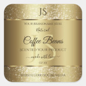 Elegant Gold Soft Glitter Monogram Productlabels Vierkante Sticker (Voorkant)