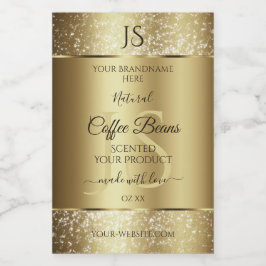 Elegant Gold Soft Glitter Monogram Productlabels Voedselcontainer Etiket