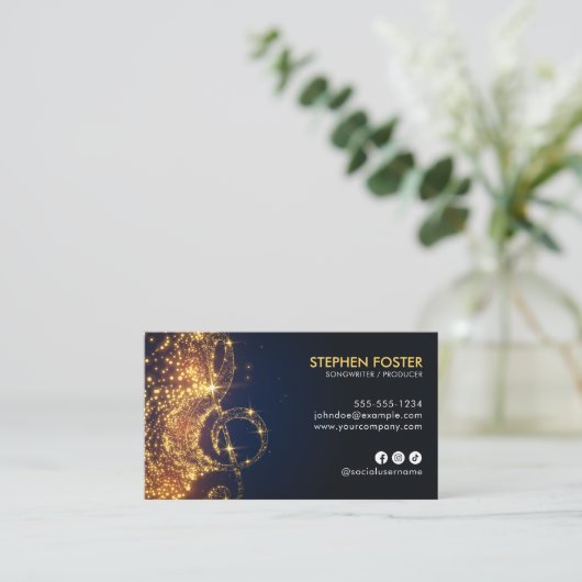 Elegant Gold Songwriter Muziekproducent DJ Logo Visitekaartje (Staand voorkant)