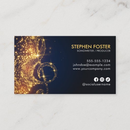 Elegant Gold Songwriter Muziekproducent DJ Logo Visitekaartje (Voorkant)