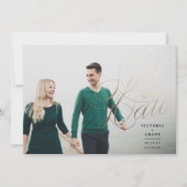 Elegant Gold Sparen de Datum kalligrafiefoto kaart (Voorkant)