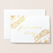 Elegant Gold Sparging Graduy Party Invitation Folie Kaarten (Voorkant met envelop)