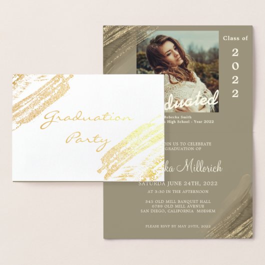Elegant Gold Sparging Graduy Party Invitation Folie Kaarten (Display)