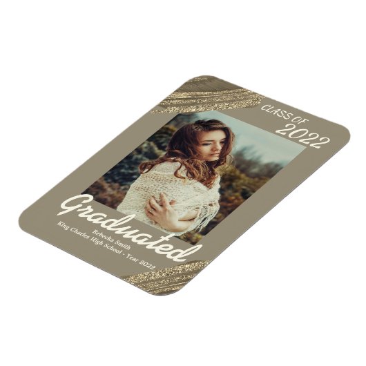 Elegant Gold Sparking Photo Afstuderen Magneet (Linkerzijde)
