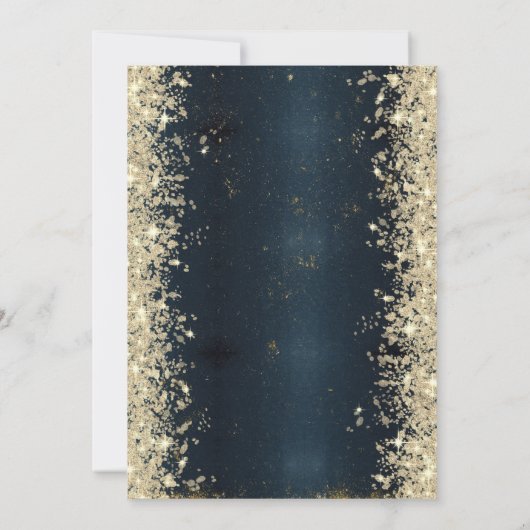 Elegant Gold Sparkle Dark Blue 50th Birthday Kaart (Achterkant)