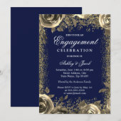 Elegant Gold Sparkle Glitter Engagement Party Kaart (Voorkant / Achterkant)