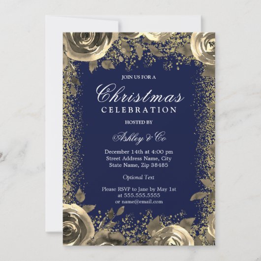 Elegant Gold Sparkle Glitter-kerstfeest Kaart (Voorkant)