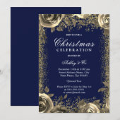 Elegant Gold Sparkle Glitter-kerstfeest Kaart (Voorkant / Achterkant)