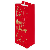 Elegant Gold Sparkle Prettige feestdagen Red Wine  Wijn Cadeautas (Achterkant Gekanteld)