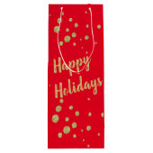 Elegant Gold Sparkle Prettige feestdagen Red Wine  Wijn Cadeautas (Achterkant)