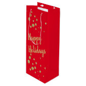 Elegant Gold Sparkle Prettige feestdagen Red Wine  Wijn Cadeautas (Voorkant Gekanteld)