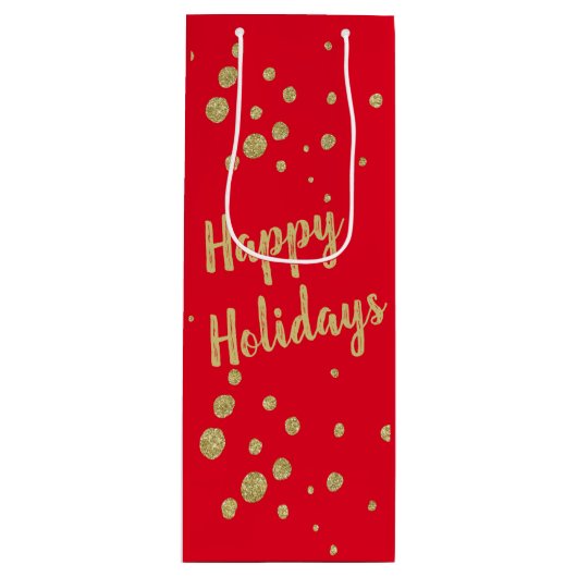 Elegant Gold Sparkle Prettige feestdagen Red Wine  Wijn Cadeautas (Voorkant)