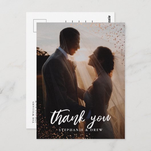 Elegant Gold Sparkle Weddenschap Hartelijk dank Briefkaart (Voorkant / Achterkant)