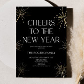 Elegant Gold Sparklers Cheers New Years Eve Party Kaart