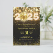 Elegant Gold Sparkles | New Years Eve Party Kaart (Staand voorkant)