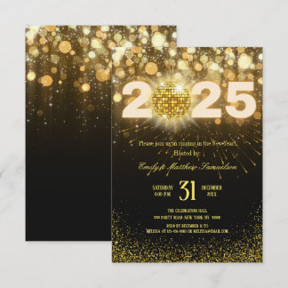 Elegant Gold Sparkles | New Years Eve Party Kaart