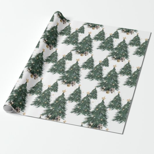 Elegant Gold Sparkling Christmas Tree Cadeaupapier (Uitgerold)