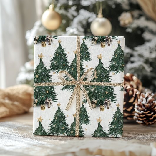Elegant Gold Sparkling Christmas Tree Cadeaupapier