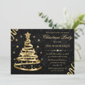 Elegant Gold Sparkly Ribbon Tree-kerstfeest Kaart (Staand voorkant)