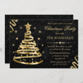 Elegant Gold Sparkly Ribbon Tree-kerstfeest Kaart (Voorkant / Achterkant)