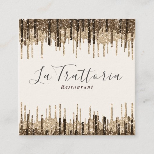 Elegant Gold Sparks Drives La Trattoria Restaurant Vierkante Visitekaartje (Voorkant)
