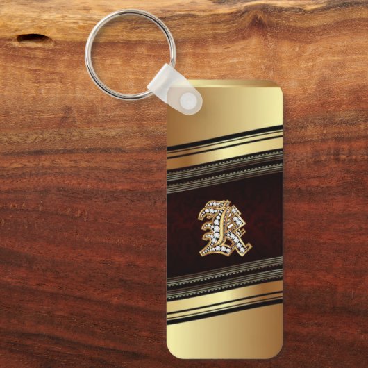 Elegant Gold Specialized Monogram Gift Sleutelhang Sleutelhanger (Voorkant)