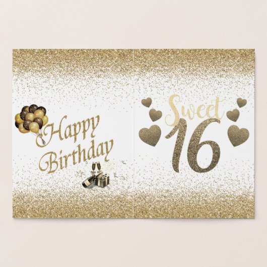 Elegant Gold Specialized Sweet 16e verjaardag Foli Folie Kaarten (Binnen)