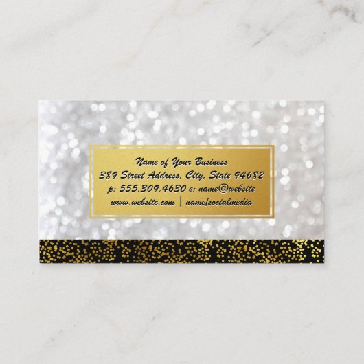 Elegant Gold Spect met Bokeh Glamor Visitekaartje (Achterkant)