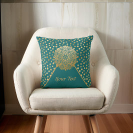 Elegant Gold Splashes op Groene Mandala Kussen