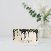 Elegant Gold Splatter en zwarte druppelverf Visitekaartje (Staand voorkant)