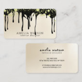 Elegant Gold Splatter en zwarte druppelverf Visitekaartje (Voorkant / Achterkant)