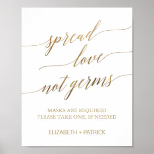 Elegant Gold Spread Love Not Germs Maskers Vereist Poster