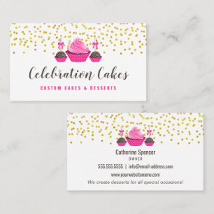 Elegant Gold Sprinkles Cupcake Cake Poppen Bakery  Visitekaartje