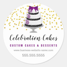 Elegant Gold Sprinkles en Cake Classic Round Stic Ronde Sticker