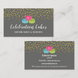 Elegant Gold Sprinkles Macaron Bakery Visitekaartje