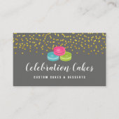 Elegant Gold Sprinkles Macaron Bakery Visitekaartje (Voorkant)