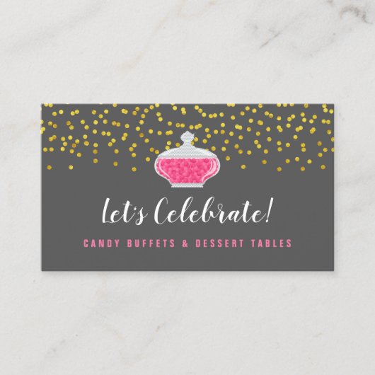 Elegant Gold Sprinkles Snoep Buffet Visitekaartje (Voorkant)
