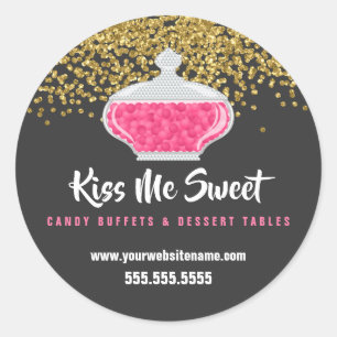 Elegant Gold Sprinkles Snoep Dessert Buffet Ronde Sticker