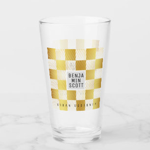 Elegant Gold Square Glass Cup Glas